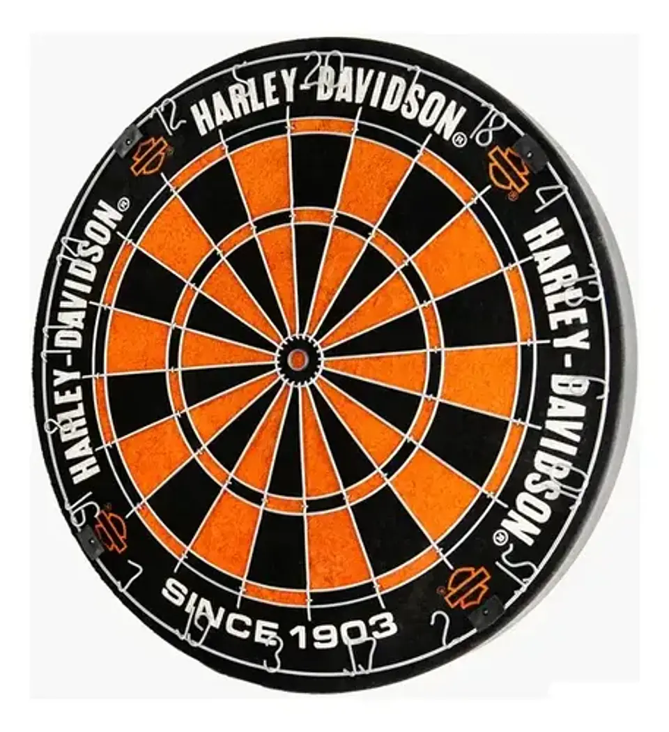 Harley-davidson Classic Dartboard + Hd Rally Darts 6 Set 6