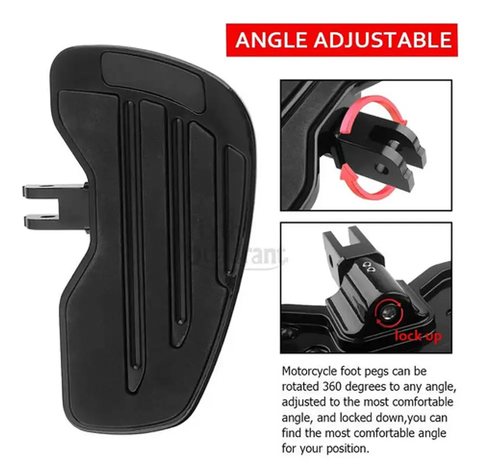 Black Adjustable Driver Rider Footboards For Harley-davidson 6