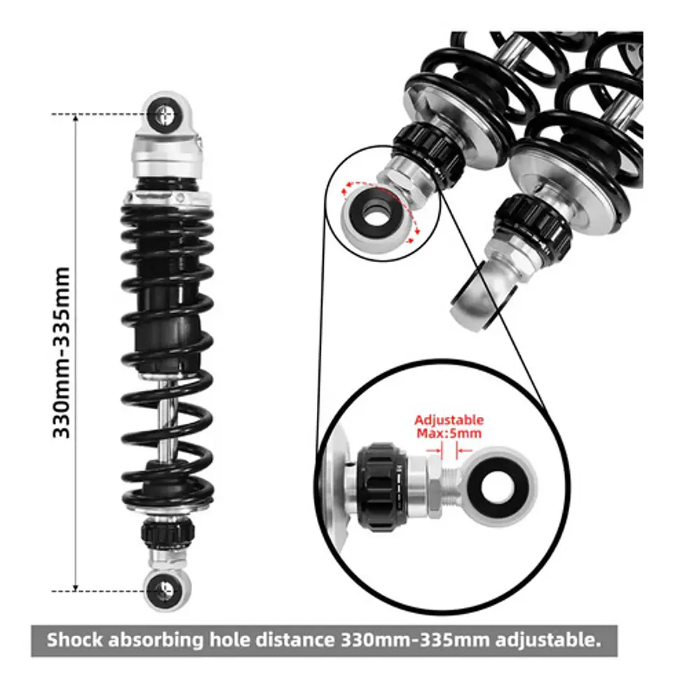 Tcmt Remote Reservoir Rear Suspension Shocks Fit Harley 23+ 5