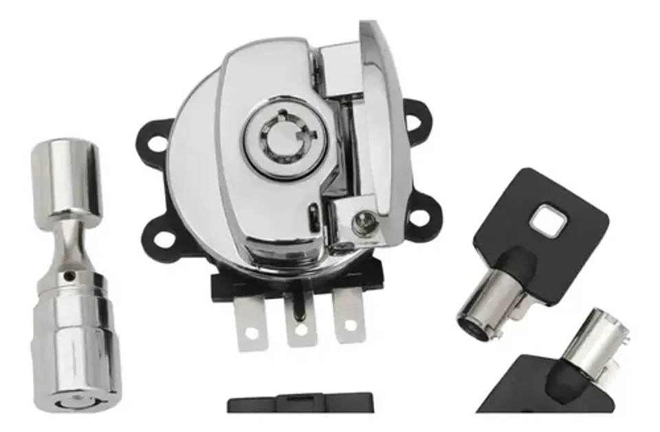 Drag Specialties Chrome Ignition Switch & Fork Lock Kit 2