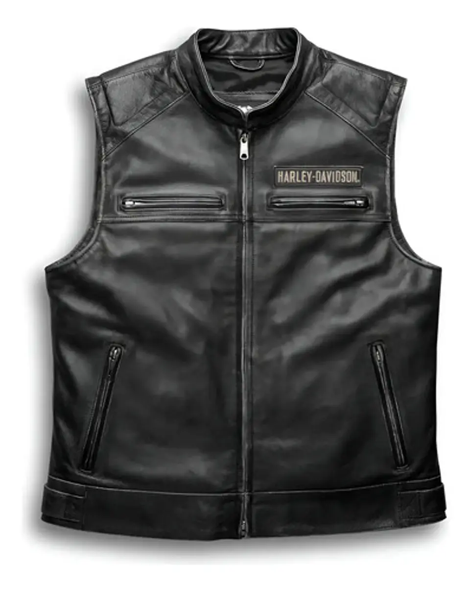 Colete Couro Harley-davidson Passing Link Leather Vest 1
