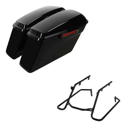 Tcmt Hard Saddlebags Black + Bracket Harley Breakout 2018-25