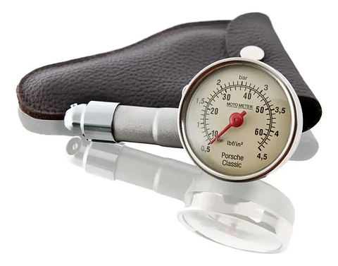 Porsche Classic Tire Pressure Gauge With Leather Case