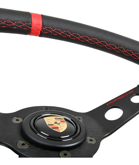 Porsche Sports Steering Wheel Leather Red + Hub Install Kit