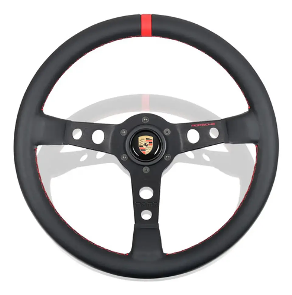 Porsche Sports Steering Wheel Leather Red + Hub Install Kit 3
