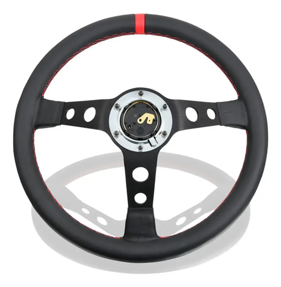 Porsche Sports Steering Wheel Leather Red + Hub Install Kit 4