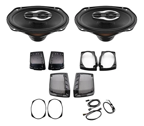 Hertz Sx690neo 6x9 Speakers + Saddlebag Lid Cut Kit Harley