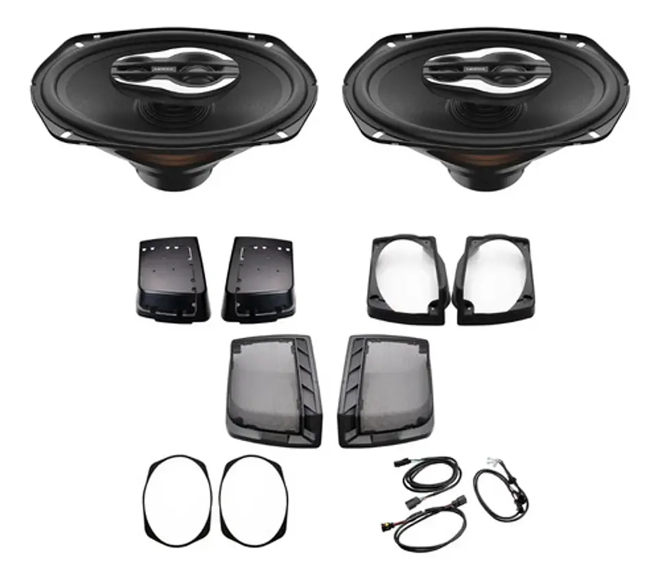 Hertz Sx690neo 6x9 Speakers + Saddlebag Lid Cut Kit Harley 1