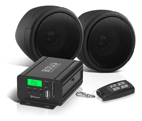 Alto Falantes Boss Moto 3 Pol. + Amplificador 600w Bluetooth