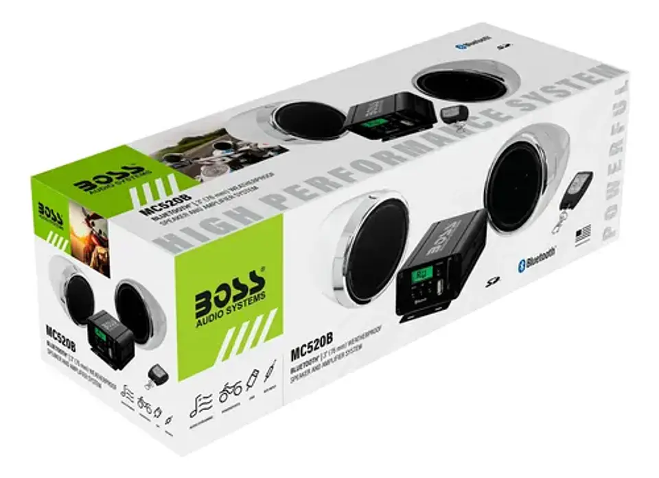 Alto Falantes Boss Moto 3 Pol. E Amplificador 600w Bluetooth 8