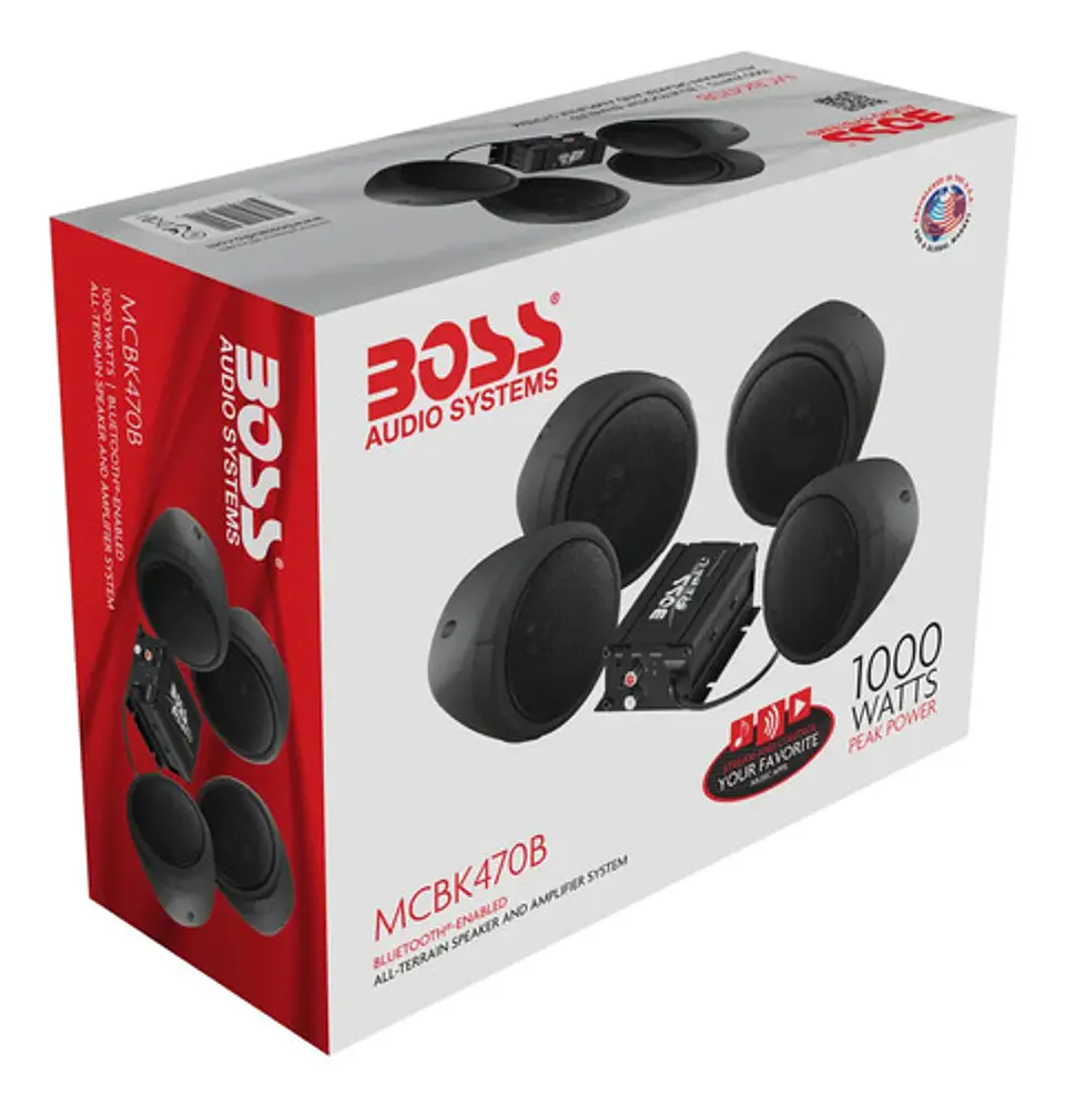 Alto Falantes Boss Moto 3 Pol. Amplificador 1000w Bluetooth 4