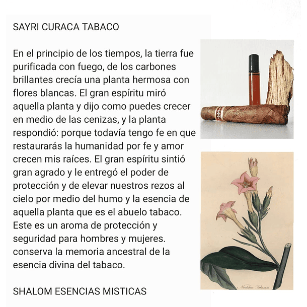 Sayri Curaca Tabaco 10ml roll on  