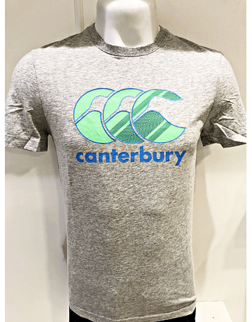 Cotton T-shirt Graphic Logo Pale Gray Marl Canterbury