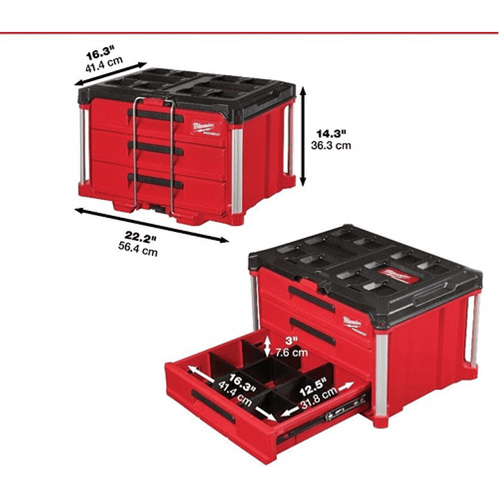Caja De Herramientas Packout 3 Cajones 48-22-8443 Milwaukee 2