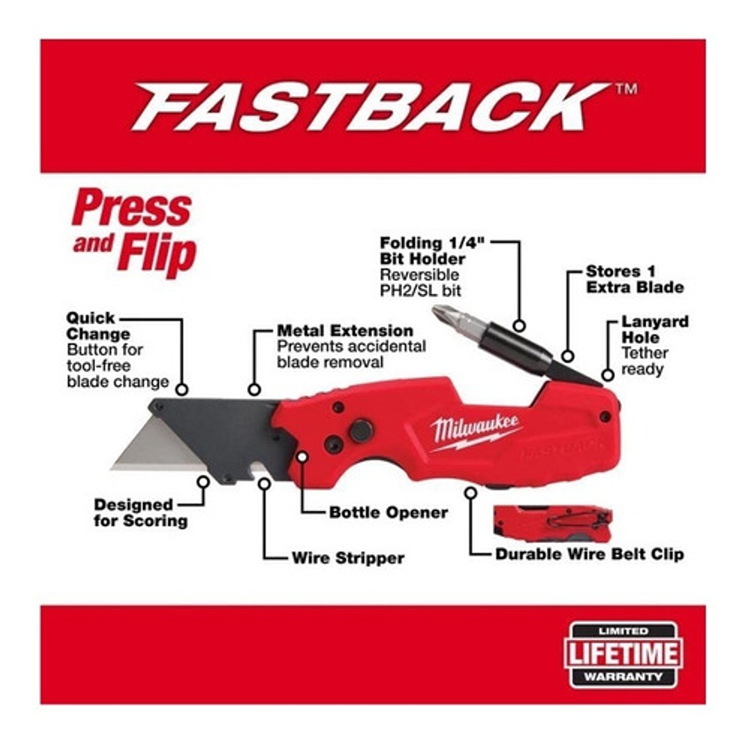 Milwaukee Navaja Plegable Fastback 6 En 1  48-22-1505  4