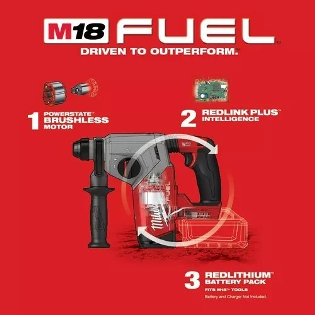 Rotomartillo Inalambrico Sds-plus Fuel Milwaukee 2912-20 Color Rojo 5