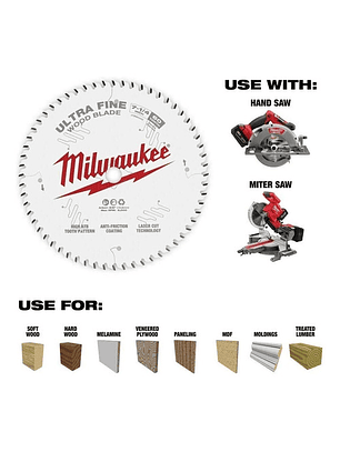 Milwaukee Disco Sierra 7 1/4 60 Dientes Acabado Ultra Fino Color Blanco