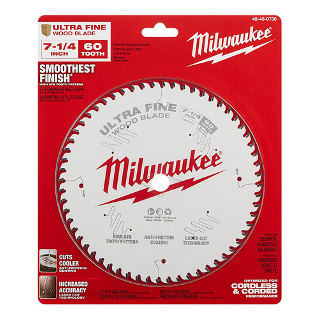 Milwaukee Disco Sierra 7 1/4 60 Dientes Acabado Ultra Fino Color Blanco 3