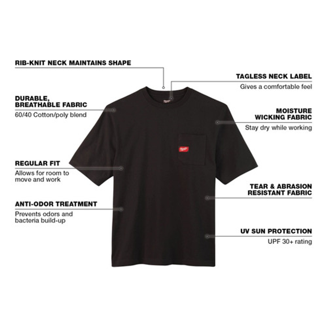 Polera Milwaukee Manga Corta Color Negro 3
