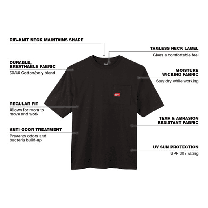 Polera Milwaukee Manga Corta Color Negro 3