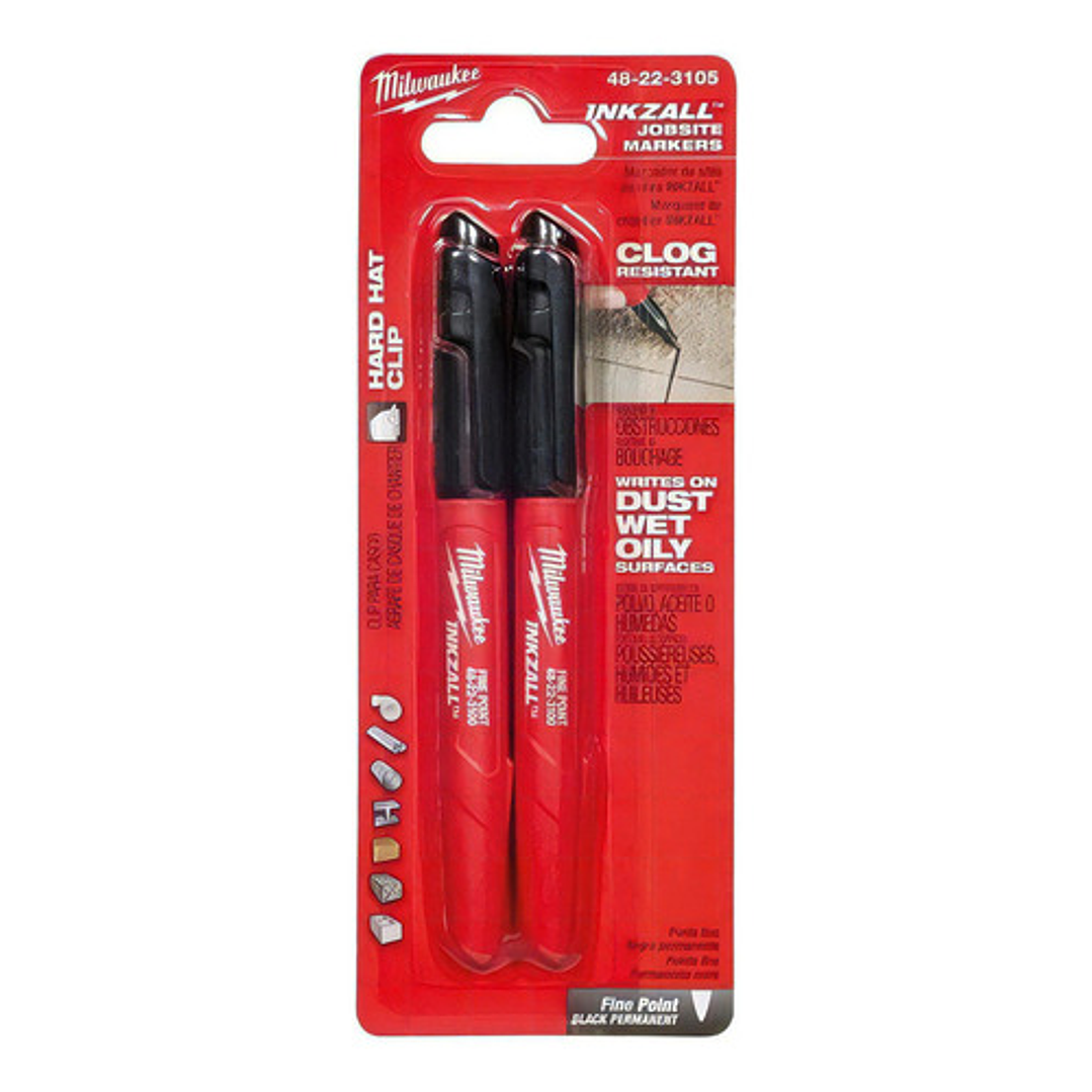 Marcadores Negros De Punta Fina 2pzs Milwaukee 48-22-3105 1