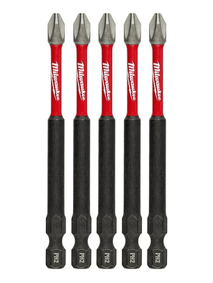 Milwaukee 5 Puntas Ph2 Largas 3-1/2  Shockwave Impact Duty