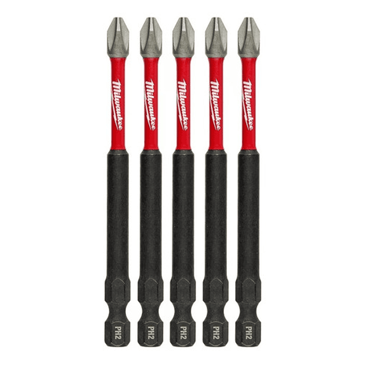 Milwaukee 5 Puntas Ph2 Largas 3-1/2  Shockwave Impact Duty 1
