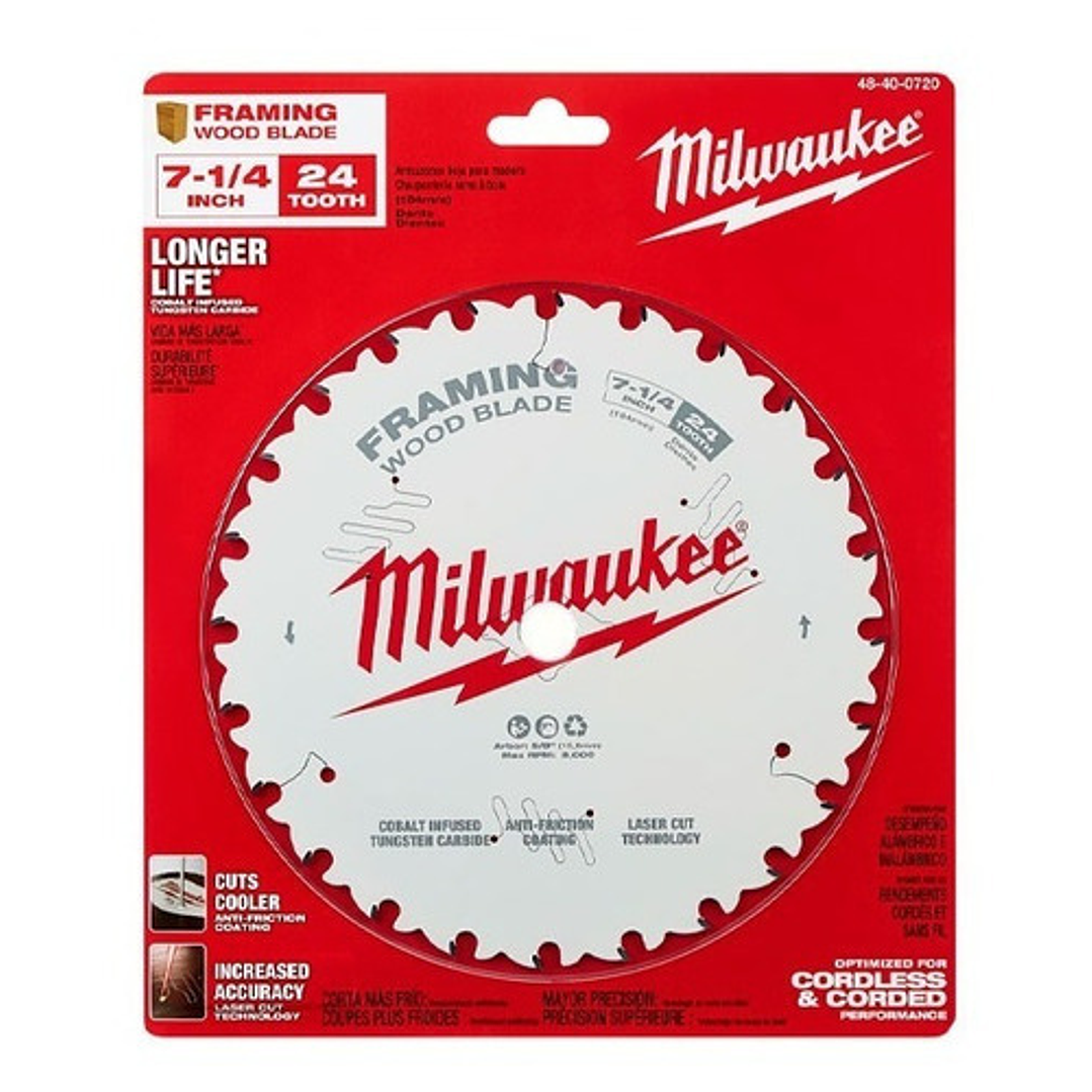 Disco Sierra Circular 7-1/4 24 Dientes Milwaukee 48-40-0720 1