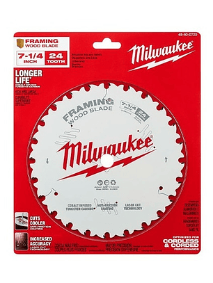 Disco Sierra Circular 7-1/4 24 Dientes Milwaukee 48-40-0720
