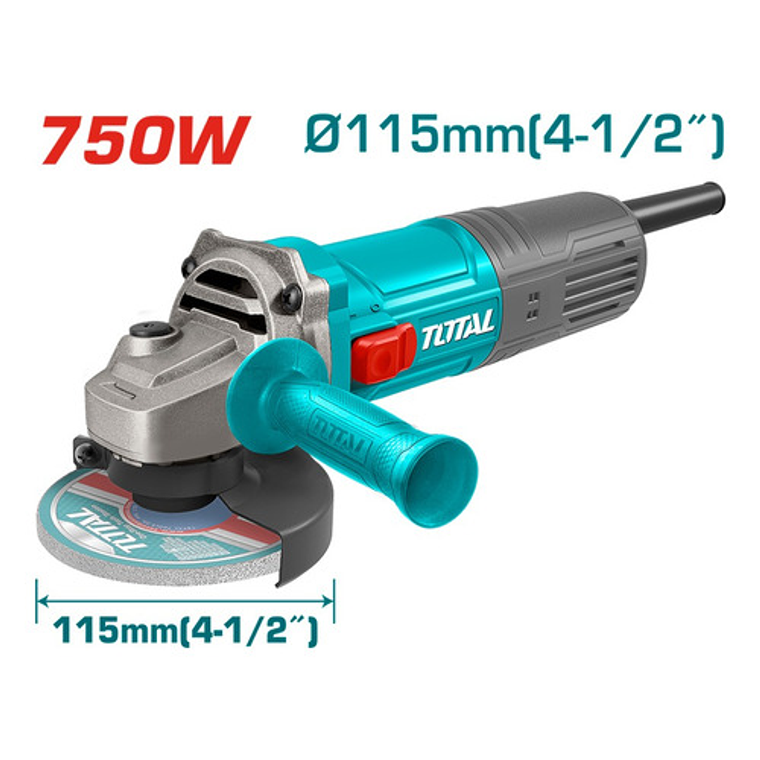 Esmeril Angular Industrial 4 1/2 115mm 750w Total Color Turquesa Frecuencia 50 Hz/60 Hz 2