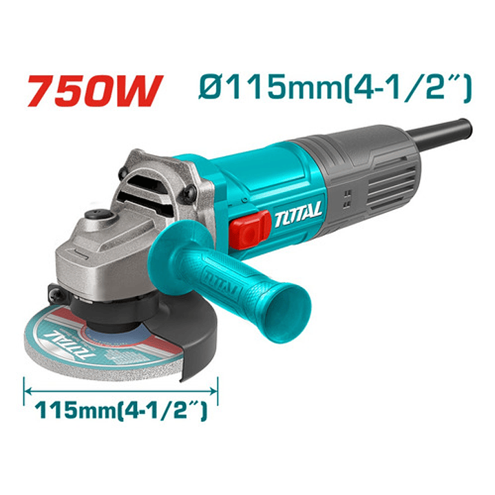 Esmeril Angular Industrial 4 1/2 115mm 750w Total Color Turquesa Frecuencia 50 Hz/60 Hz 2