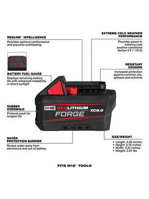 48-11-1861 Bateria M18 Redlithium Forge Xc6.0