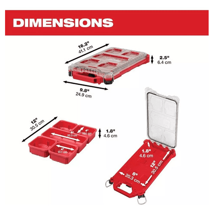 Organizador Modular Packout Perfil Bajo Milwaukee 48-22-8436 2