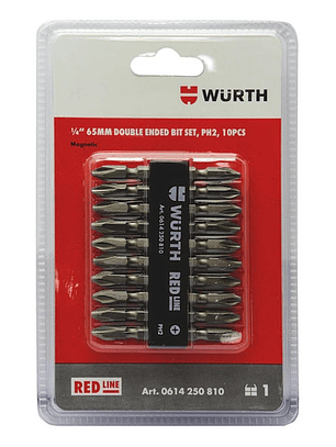 Set Puntas Dobles 1/4  Ph2 10 Piezas Red-line Wurth