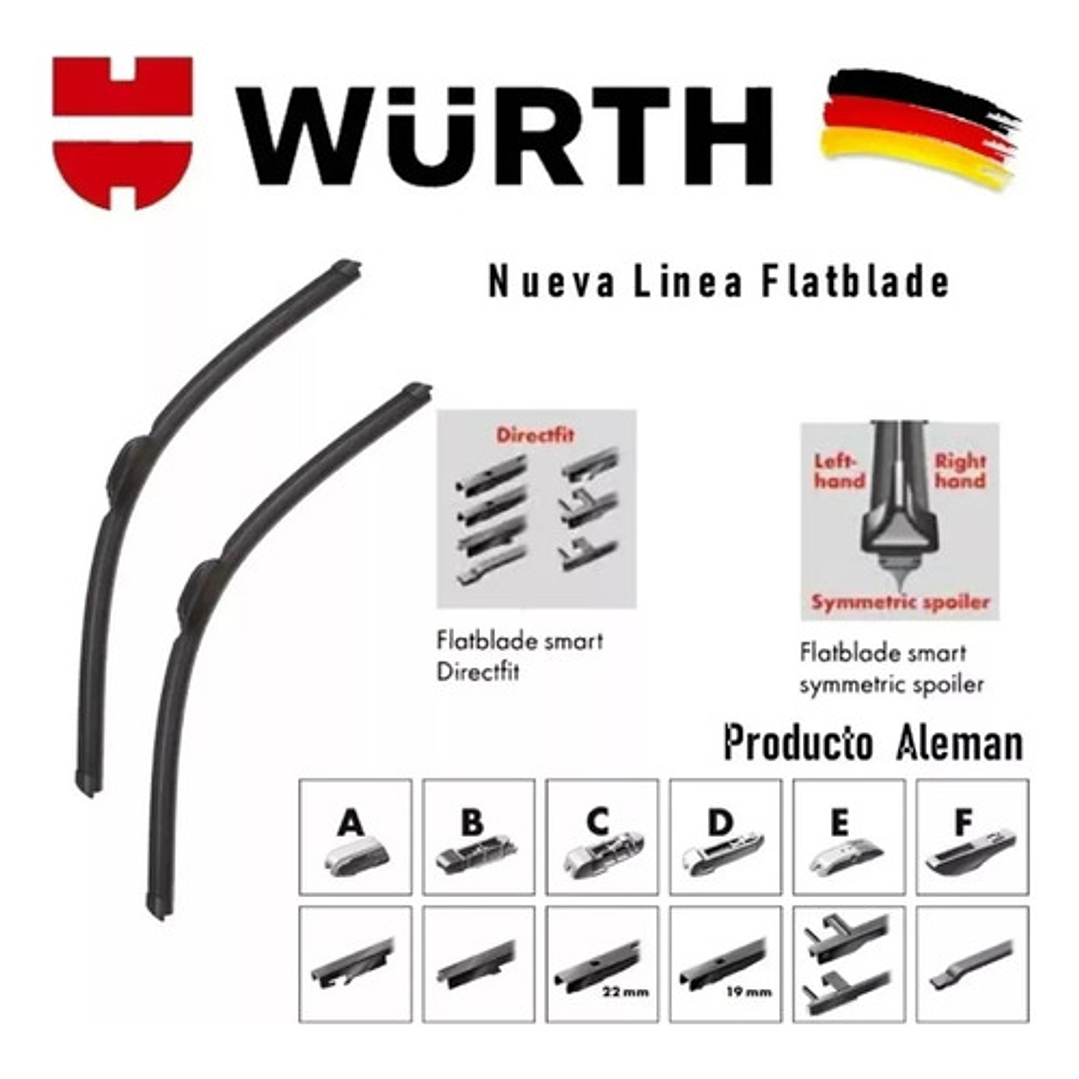 Plumilla Wurth Germany Flatblade Con Adaptadores 2