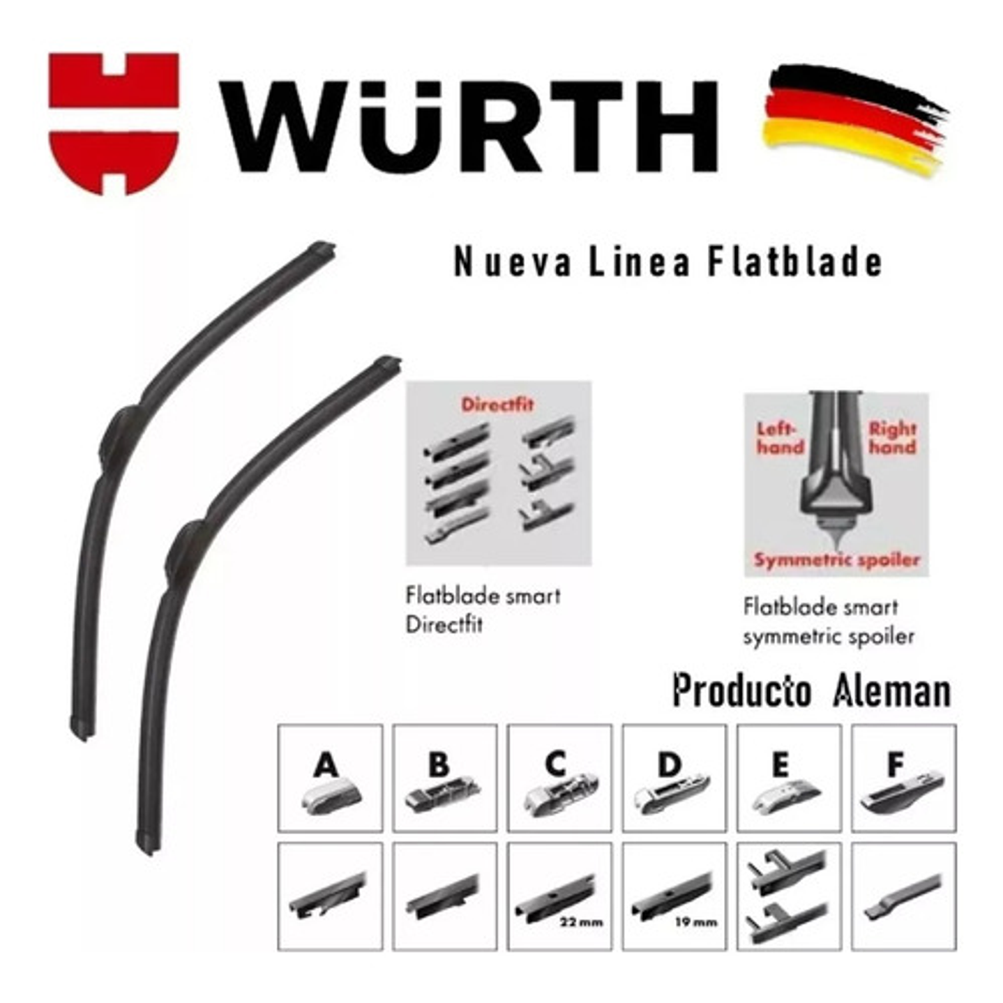 Plumilla Wurth Germany Flatblade Con Adaptadores 2