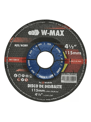 10 Discos De Desbaste 4 1/2 Wurth Para Metal  115 X 6mm