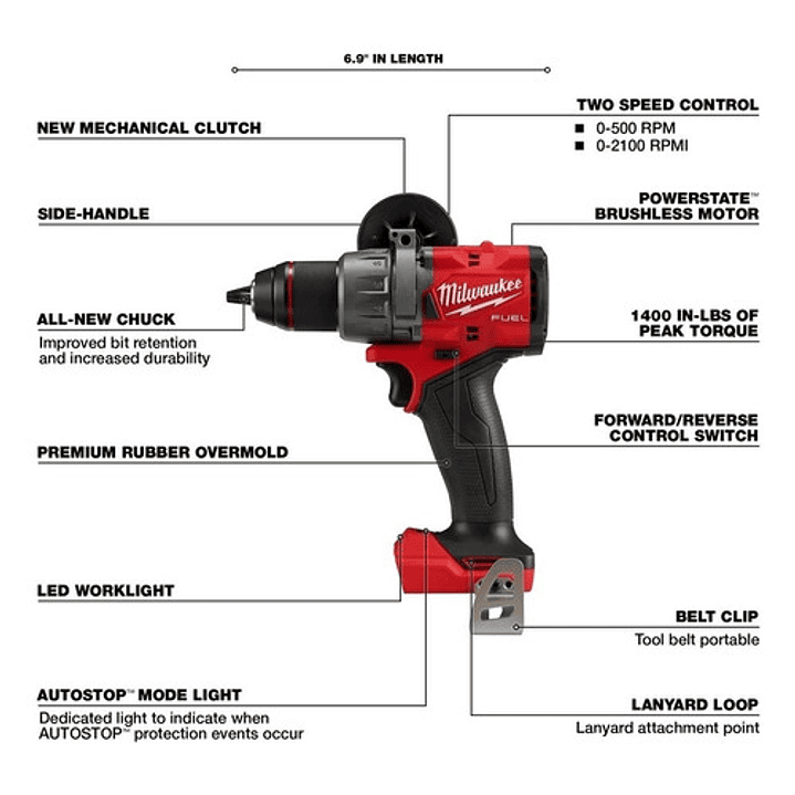 Milwaukee Taladro Percutor M18 Fuel 4ta Generación 2904-20 2