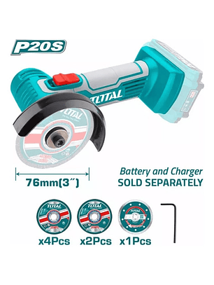 Mini Cortador Esmeril Industrial 20v 3 + 7 Discos Total 