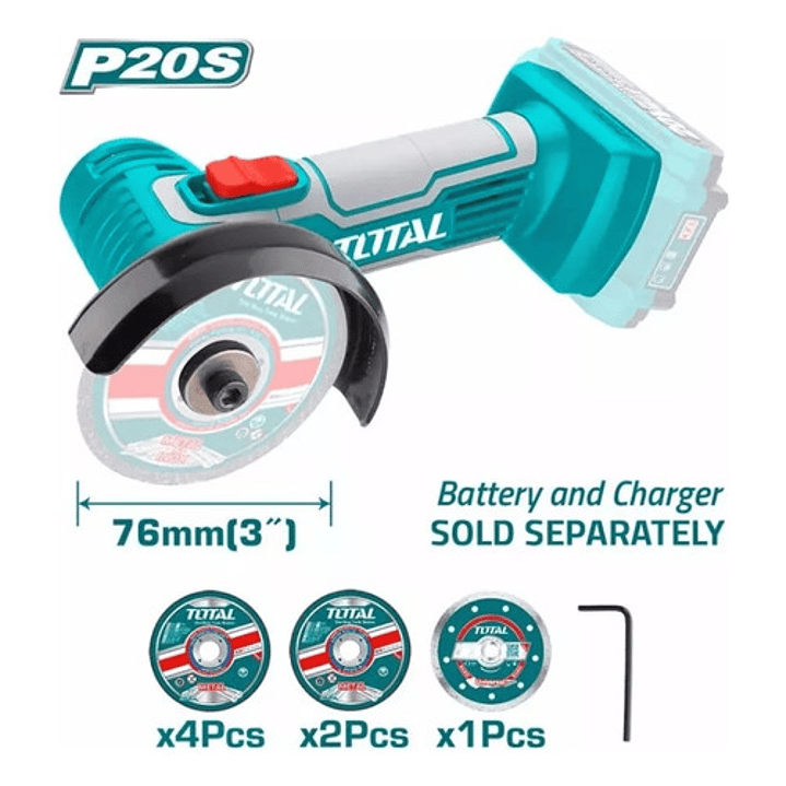 Mini Cortador Esmeril Industrial 20v 3 + 7 Discos Total  2