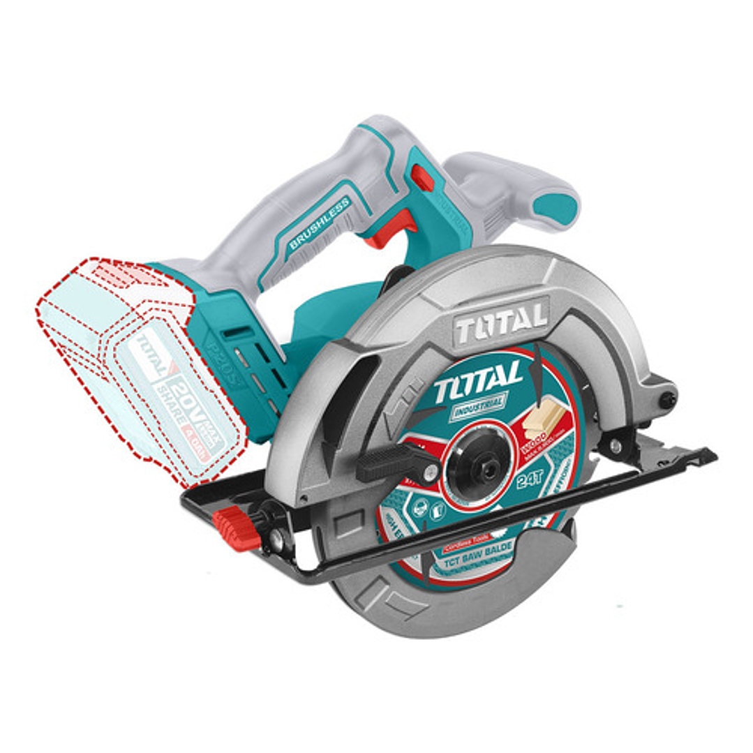 Sierra Circular 20v Brushless 185mm + Disco Total Color Turquesa Frecuencia 50 60hz 1