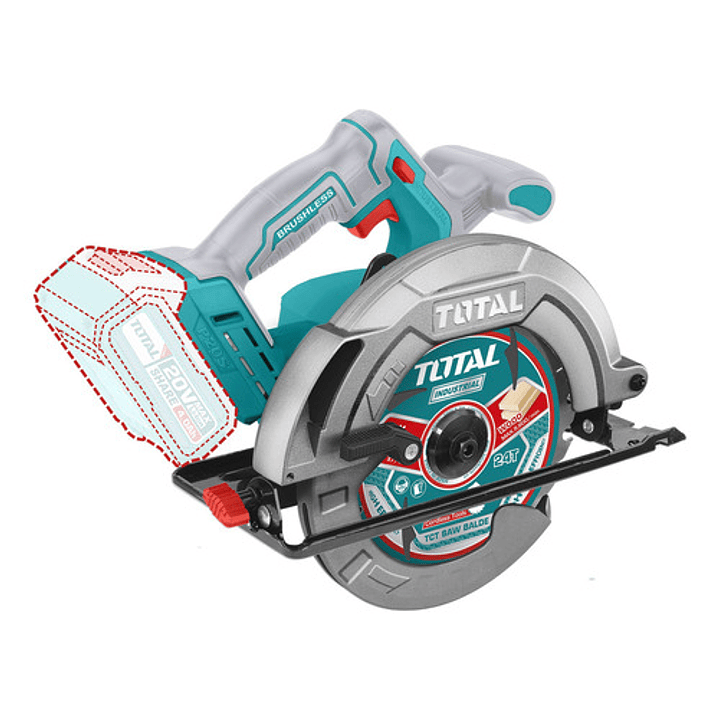 Sierra Circular 20v Brushless 185mm + Disco Total Color Turquesa Frecuencia 50 60hz 1