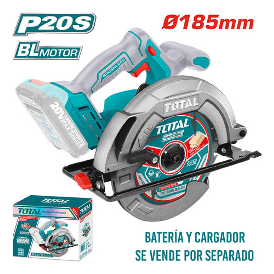 Sierra Circular 20v Brushless 185mm + Disco Total Color Turquesa Frecuencia 50 60hz 2