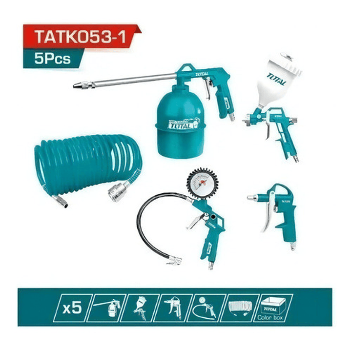 Kit Pistola Herramientas Para Compresor 5 Pz Total Tatk0531 5