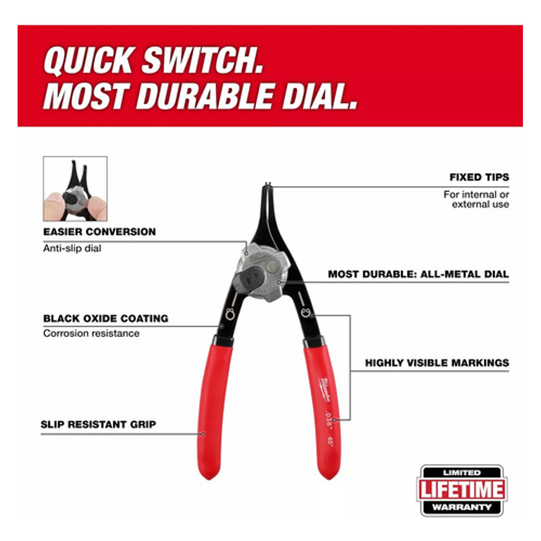 Milwaukee Set De 9 Alicates Anillo De Retención Convertibles 5