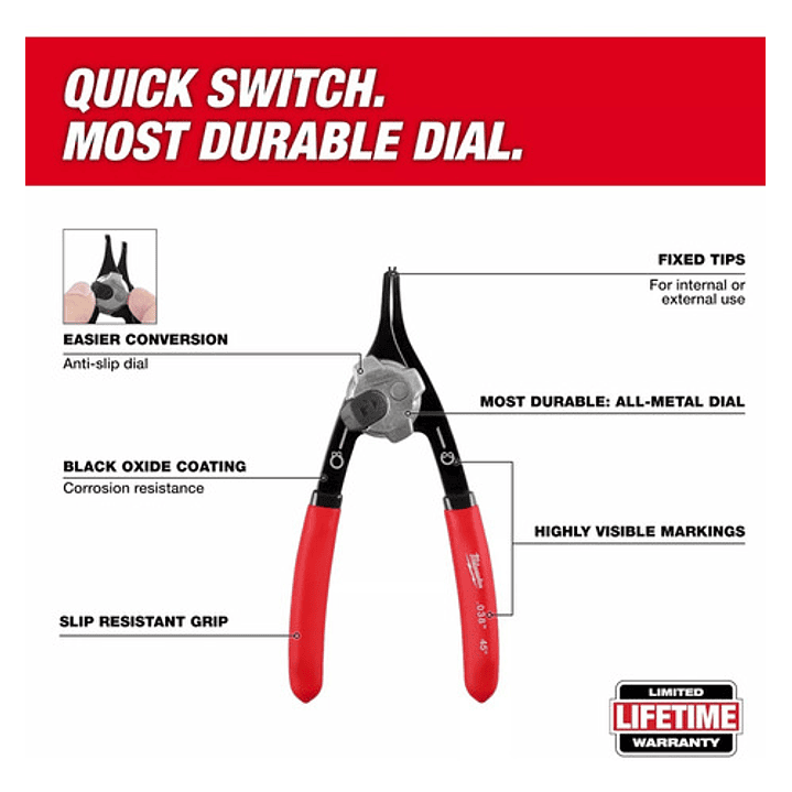 Milwaukee Set De 9 Alicates Anillo De Retención Convertibles 5