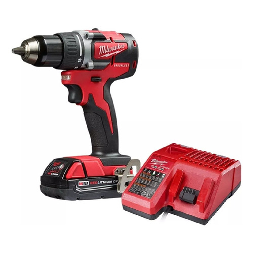 Taladro Percutor 18v Brushless Milwaukee 1 Bat + Bolso Color Rojo 3