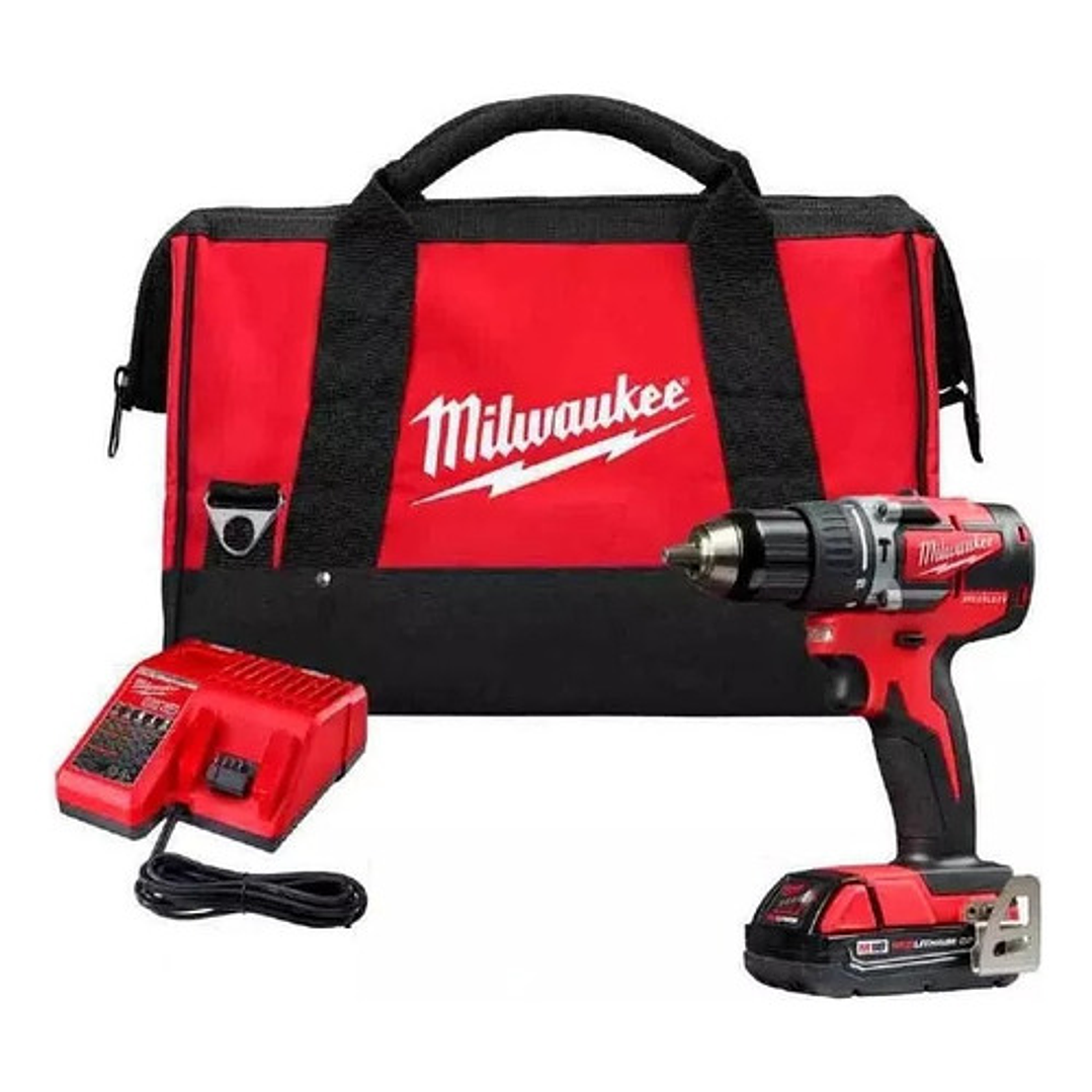 Taladro Percutor 18v Brushless Milwaukee 1 Bat + Bolso Color Rojo 6