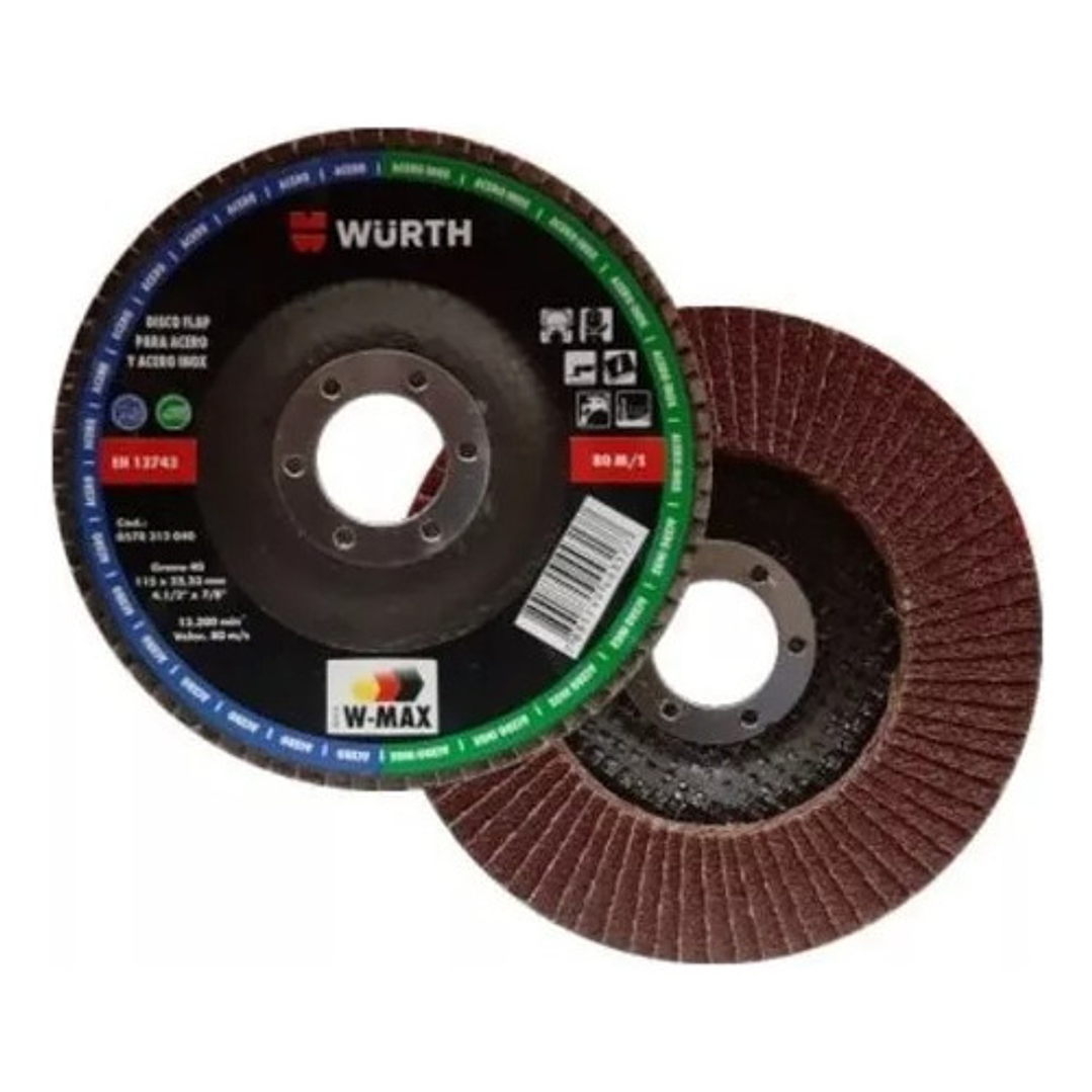 5 Disco Flap Lija Traslapado Metal/inox 4.5 Gr60  Wurth 1