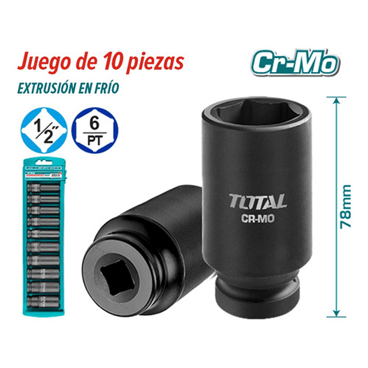 Set Dados Impacto Industriales Cr-mb 1/2 10pzas Total 2